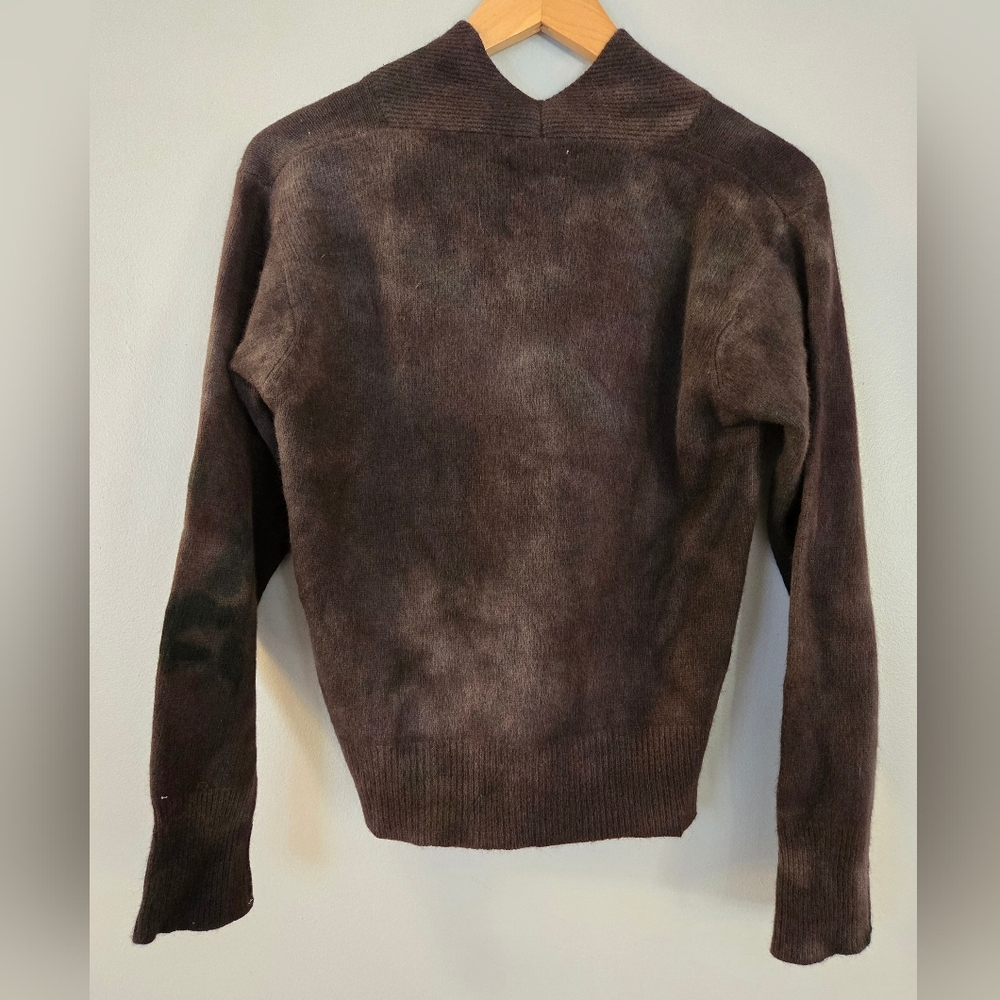 Vintage Yarnworks Wool Angora Brown V-Neck Long Sleeve Sweater Women Sz L Petite - Picture 3 of 6